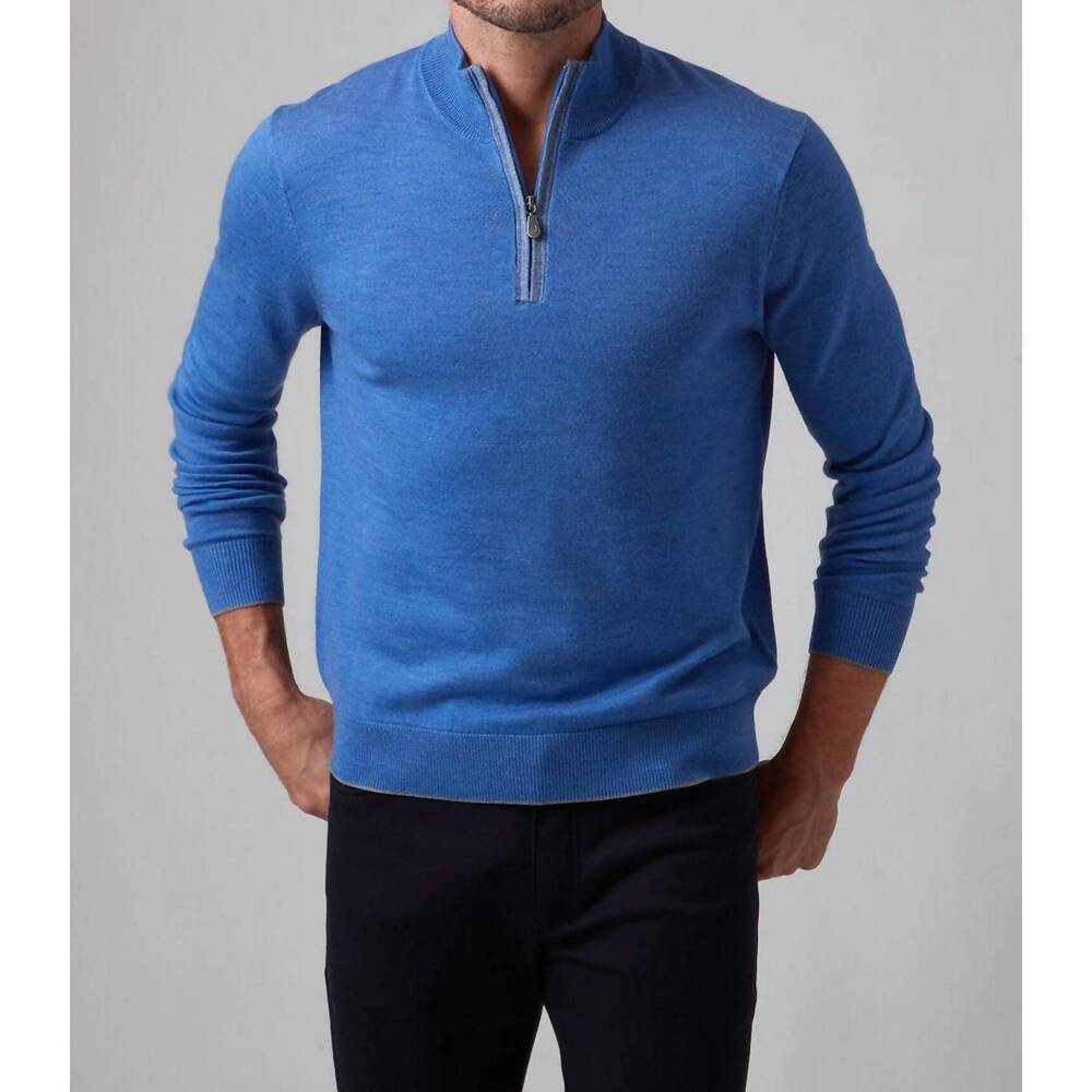 NEW RAFFI palmer mock zip sweater in pool